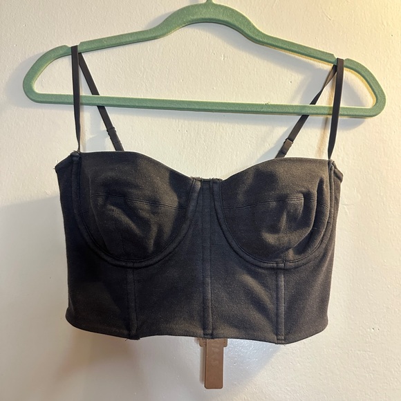 Skims Outdoor Dark Gray Bustier Bra in Ash - Picture 2 of 7